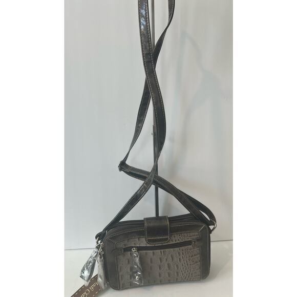 NWT Madi Claire Leather Croc Bronze and Gray Crossbody Purse Bag - Picture 5 of 12